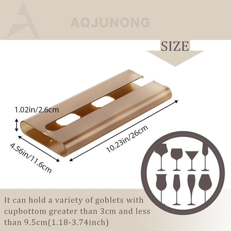 AQJUNONG حامل كؤوس النبيذ 2Pack، حامل كؤوس بدون ثقب للمطبخ والبار (كهرماني) - Image 5